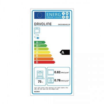 Davoline Φούρνος Ηλεκτρικός Άνω Πάγκου 75lt 59.5cm OHCS 8004 BL με Κεραμικές Εστίες GGDS 400 BL